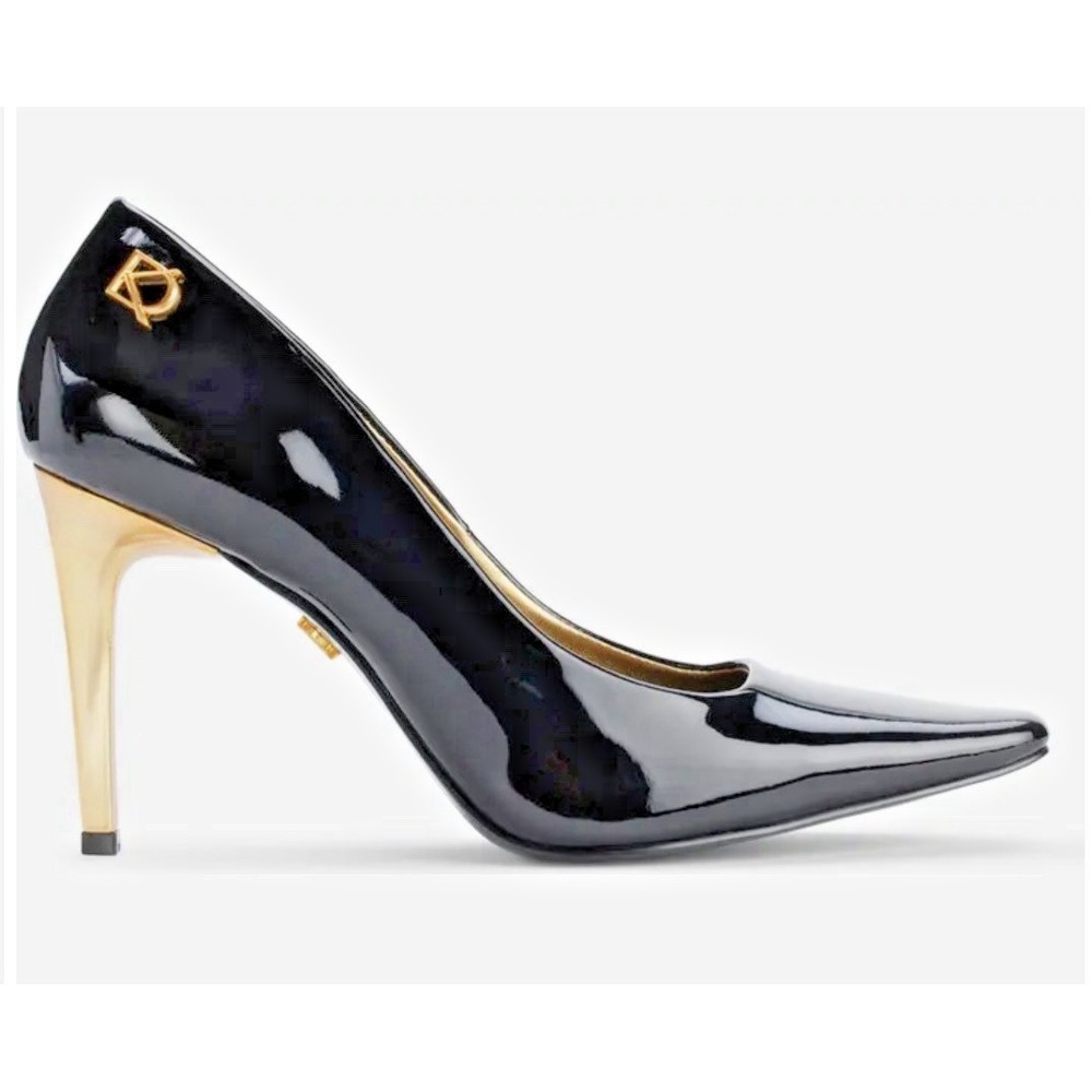 Donna Karan New York Size 8.5/ EU 39 Savita High Patent Stiletto Pumps Blk *READ
